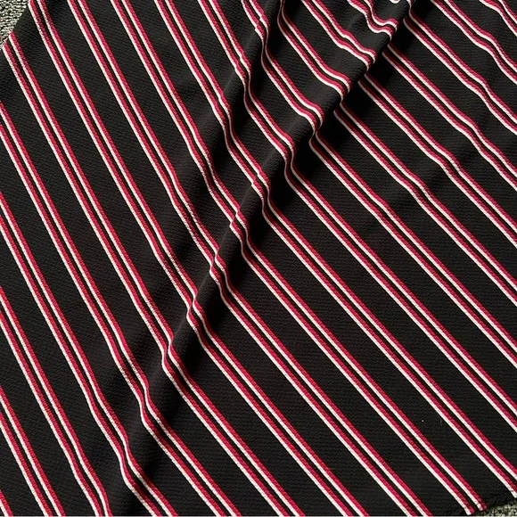 H&M Red & Black Stripe Midi Knee-Length Modest Handkerchief Asymmetrical Skirt M - Picture 14 of 16